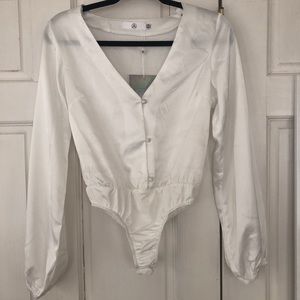 Button Front Plunge Bodysuit